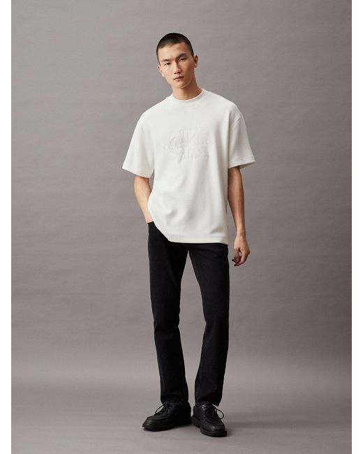Calvin Klein White Relaxed Scuba Monogram T-shirt for men