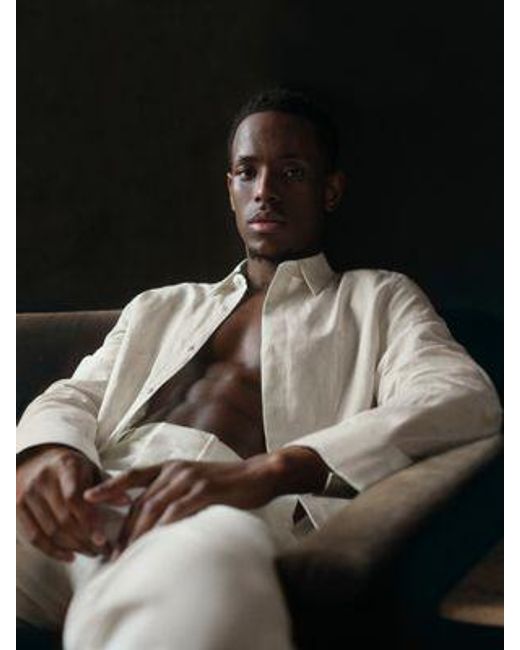 Camisa de ajuste clásico con botones en mezcla de lino Calvin Klein de hombre de color Natural