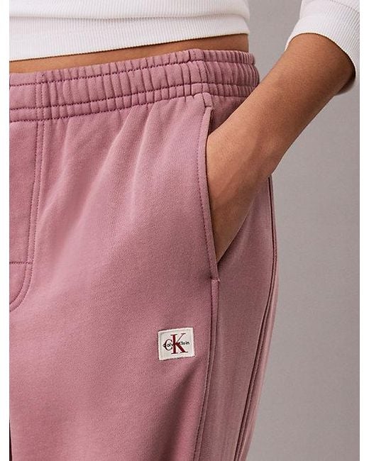 Calvin Klein Pink Jeans Monologo Woven Terry Sweatpants