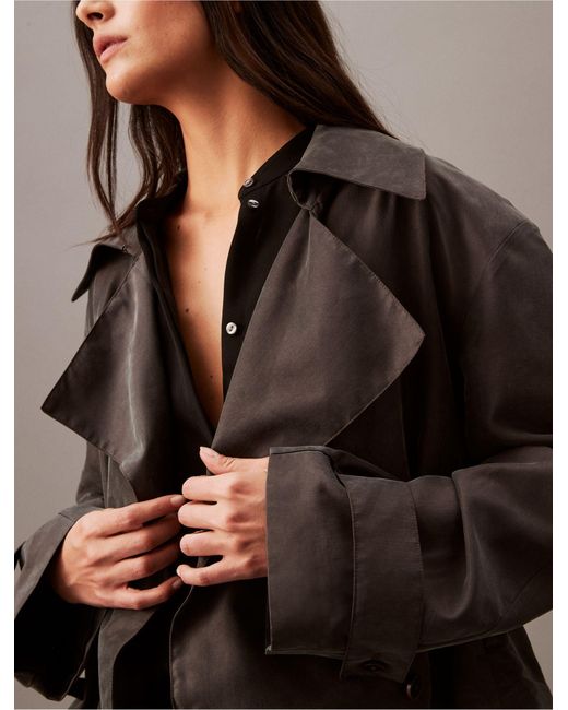 Calvin Klein Brown Cropped Trench Coat