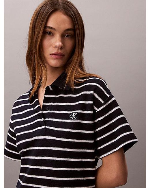 Calvin Klein Multicolor Jeans Cotton Piqué Stripe Polo Dress