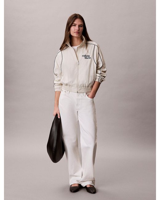 Calvin Klein White Nylon Piping Jacket