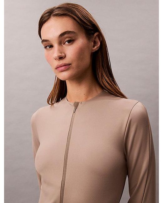 Calvin Klein Brown Sport Invisible Midlayer Shapewear Zip Up Jacket