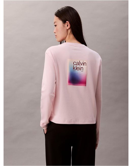 Calvin Klein Pink Calvin Klein Ombre Logo Graphic Classic T-Shirt