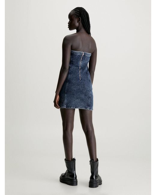 Calvin Klein Blue Strapless Denim Mini Dress