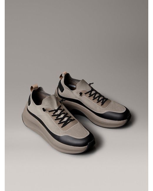 Calvin Klein Gray Mesh Chunky Runner Sock Trainers for men