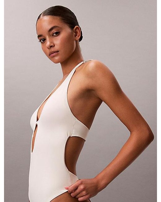 Calvin Klein Plunge Badpak in het White