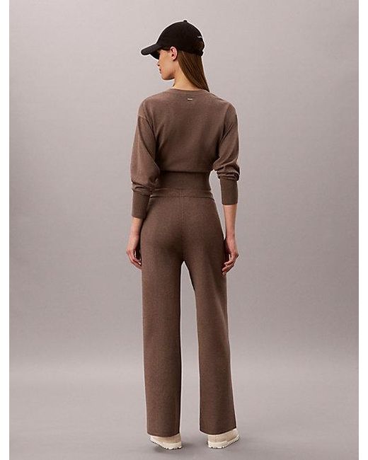 Calvin Klein Brown Tech Knit Pull On Trousers