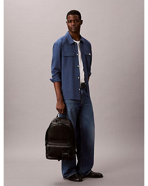 Calvin Klein Gray Pebbled Signature Logo Trolley Backpack for men