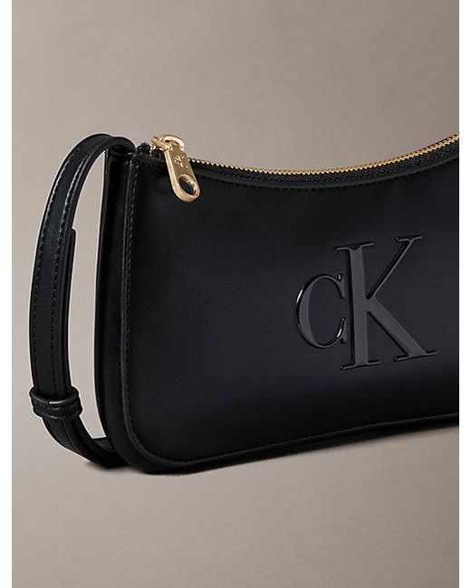 Calvin Klein Gray Embossed Monogram Mini Shoulder Bag