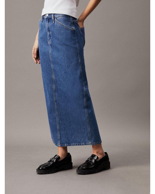 Jupe longue en jean Calvin Klein en coloris Blue