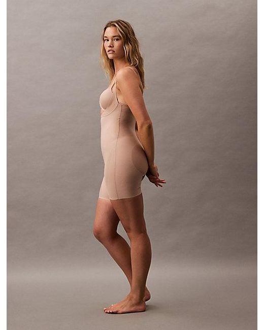 Calvin Klein Brown Open Bust Shapewear Bodysuit Stay Put Mesh