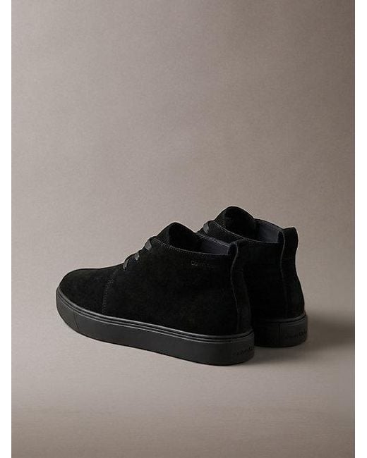 Calvin Klein Brown Suede Hybrid Cupsole Lace Up Shoes for men