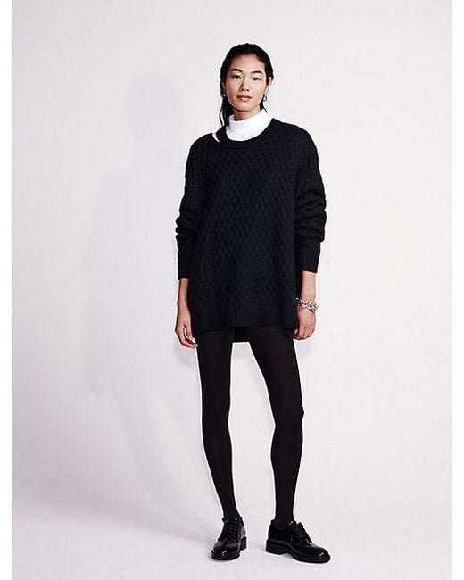 Calvin Klein Black Merino Wool Cable Knit Relaxed Jumper