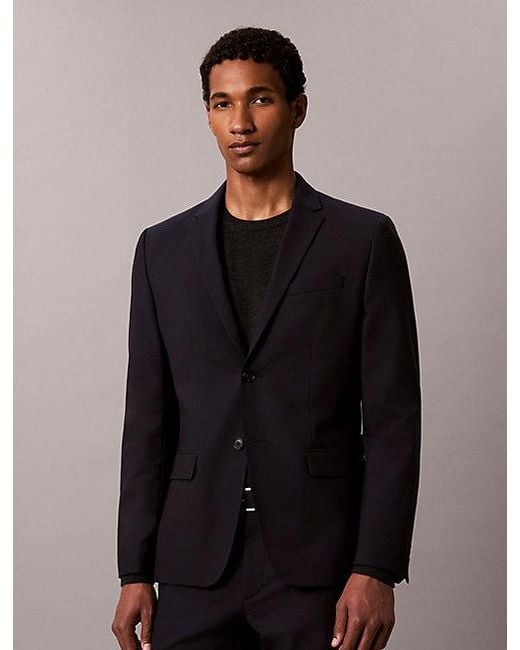Calvin Klein Black Slim Wool Stretch Blazer for men