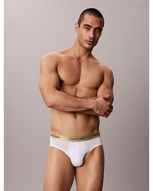 Calvin Klein White Hip Briefs Icon Cotton Stretch Pride for men