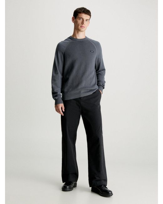 Pull en coton texturé Calvin Klein pour homme en coloris Blue