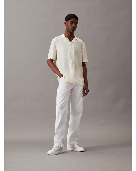 Calvin Klein White Silk Floral Shirt for men