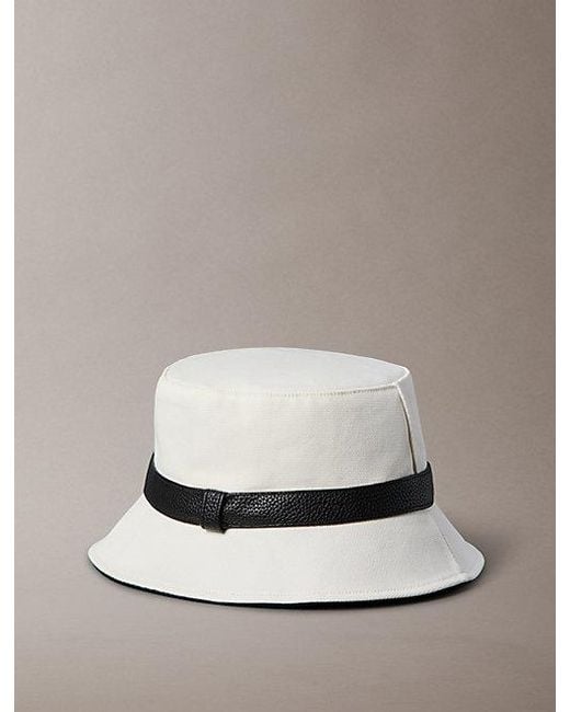 Calvin Klein White Canvas Bucket Hat