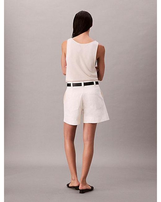 Calvin Klein Natural Pleated Bermuda Shorts