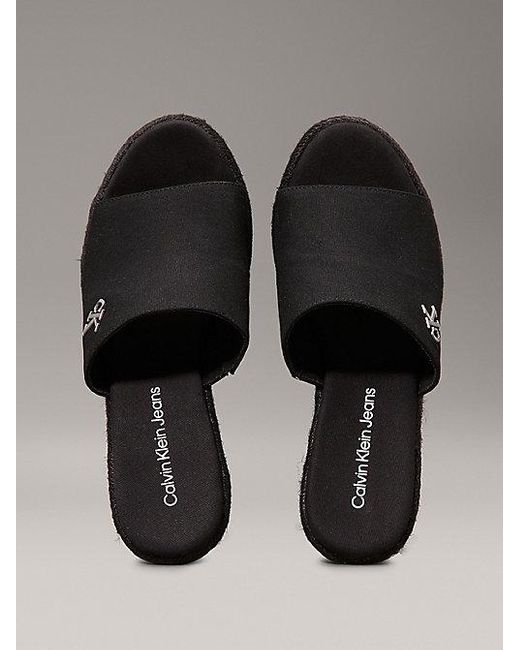 Calvin Klein Black Plateau-Espadrilles-Slippers Mit Keilabsatz