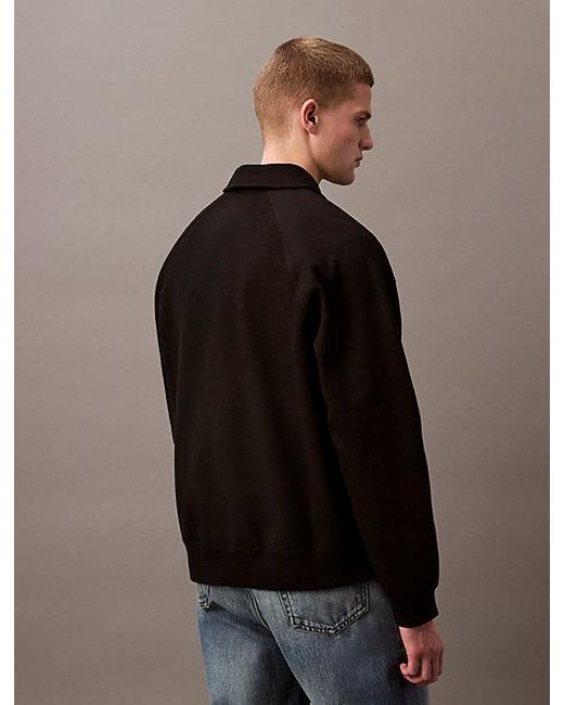 Calvin Klein Black Jeans Relaxed Zip Polo Sweatshirt for men
