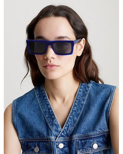 Calvin Klein Blue Jeans Rectangle Sunglasses Ckj23657S