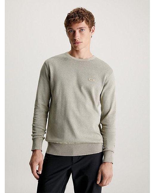 Calvin Klein Pullover aus Baumwoll-Seiden-Mix in Natural für Herren