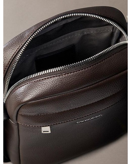 Calvin Klein Brown Micro Pebble Reporter Bag for men