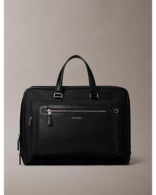Calvin Klein Black Raised Logo Slim Commuter Bag for men