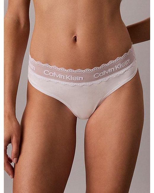 Calvin Klein Brown Thong Cotton Lace