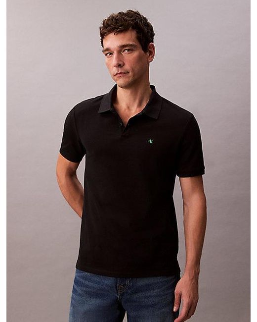 Polo de piqué de algodón Calvin Klein de hombre de color Black