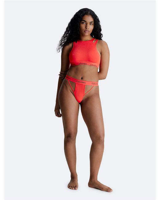 Calvin Klein Red Icon Cotton Modal Deconstructed Unlined Bralette