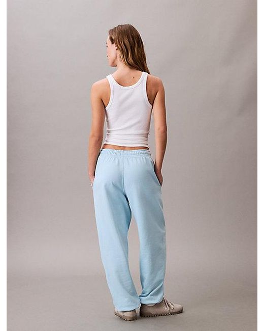 Calvin Klein Blue Cotton Terry Monogram Joggers