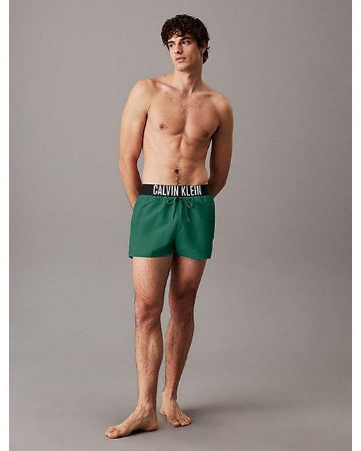 Calvin Klein Zwemshort Met Logo Tailleband in het Green voor heren