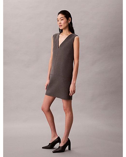 Calvin Klein Gray Double Face Wool Dress