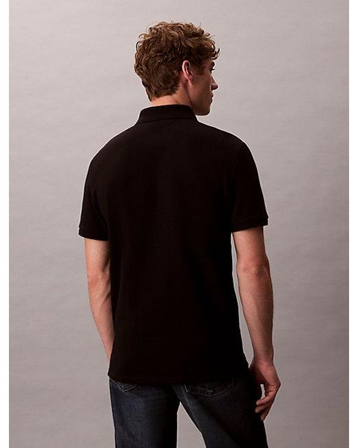 Calvin Klein Black Jeans Cotton Piqué Monogram Polo Shirt for men