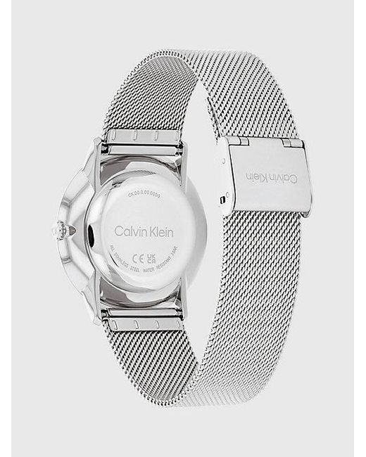 Calvin Klein Gray Minimalistic Dial Mesh Bracelet Watch