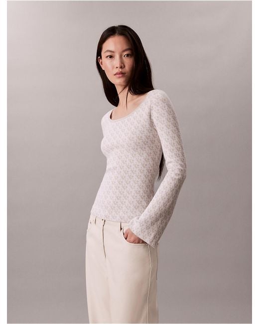 Calvin Klein Pink Calvin Klein Tech Knit Allover Monogram Sweater
