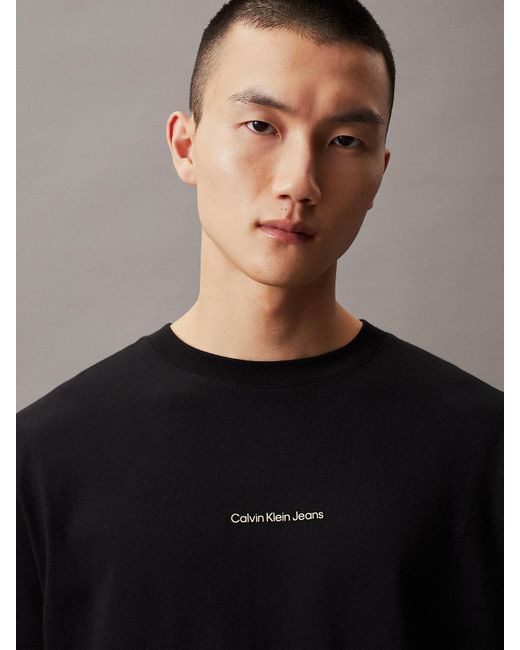 Calvin Klein Black Multi Logo Long Sleeve T-shirt for men