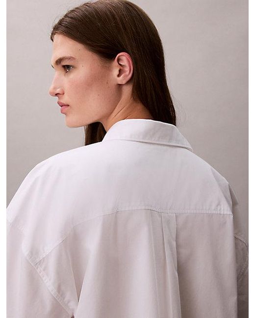 Calvin Klein Purple Poplin Relaxed Cropped Button Up Shirt