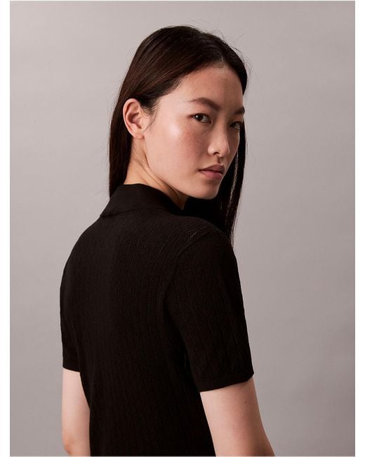 Calvin Klein Black Logo Jacquard Zip Neck Dress