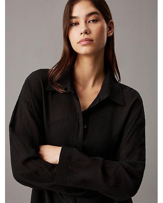 Calvin Klein Black Strand-Blusenkleid Aus Weichem Krepp