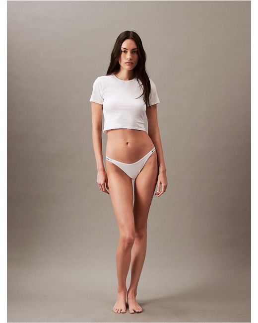 Calvin Klein White Modern Logo Dipped String Thong