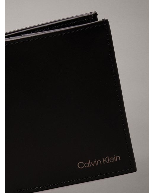Calvin Klein Black Leather Rfid Trifold Wallet for men