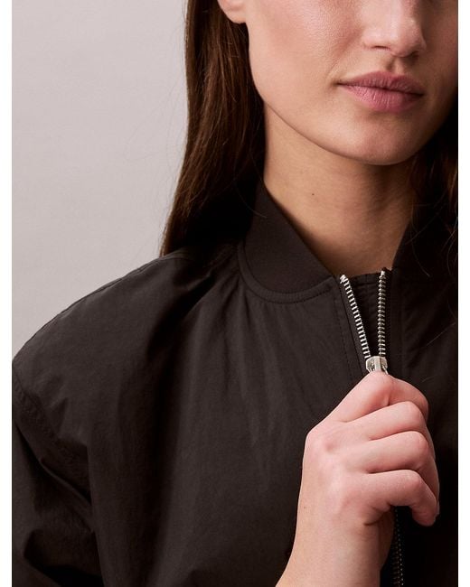 Calvin Klein Brown Lightly Padded Nylon Bomber Jacket