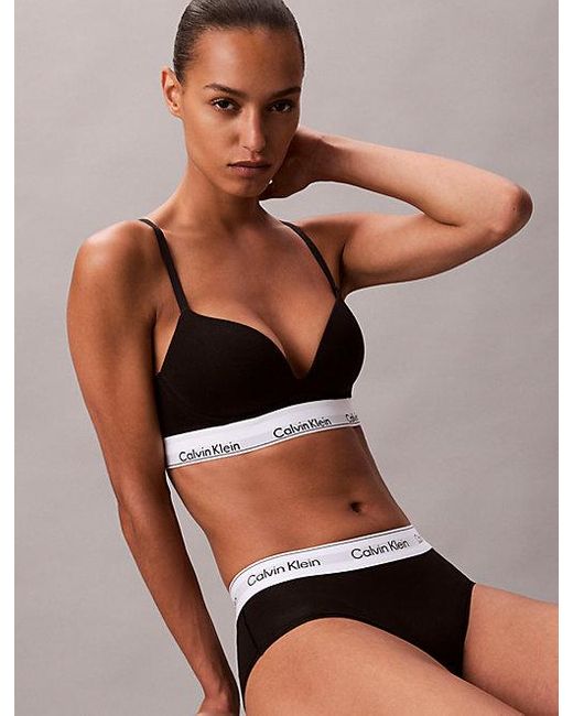 Calvin Klein Black Push Up Plunge Bra Icon Cotton Modal