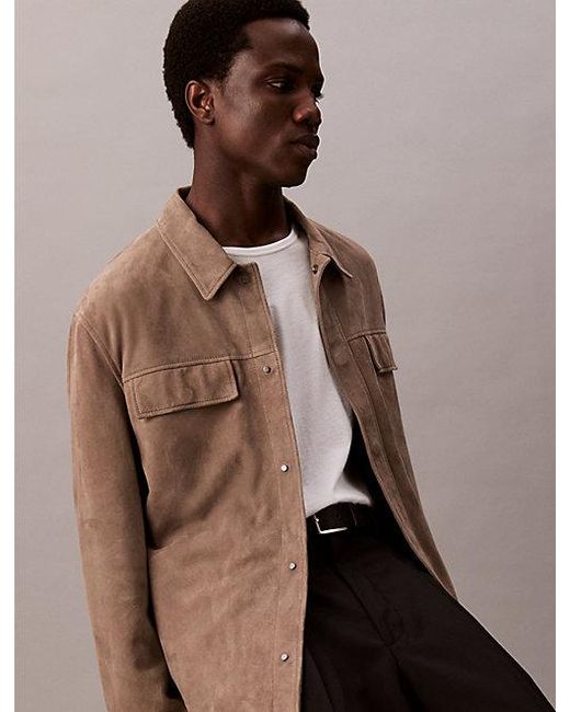 Calvin Klein Brown Suede Shirt Jacket for men