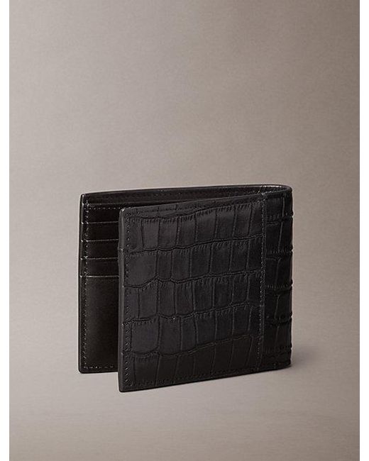 Calvin Klein Gray Croc Embossed Billfold Coin Wallet for men