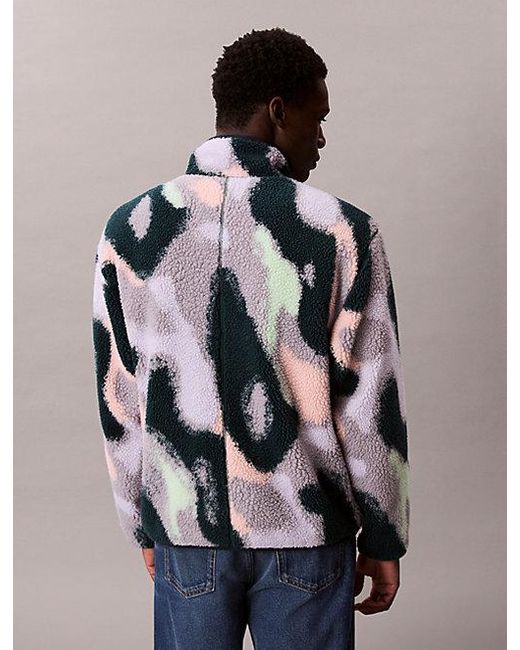 Calvin Klein Blue Jeans Relaxed Sherpa Fleece Jacket for men